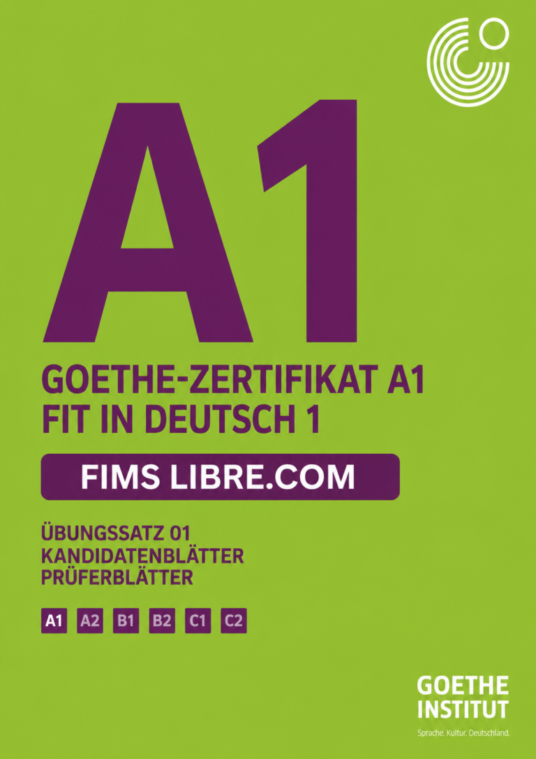 Goethe Zertifikat A1 Fit In Deutsch 1 Ubungssatz 01 Kandidatenblatter Pruferblatter Cover